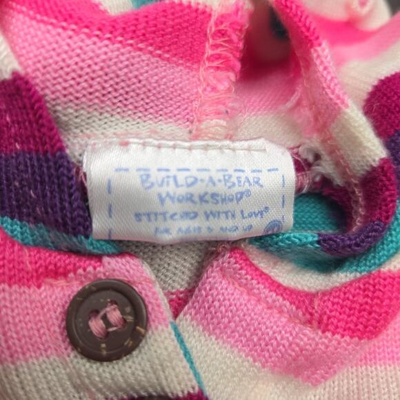 Build a Bear Striped Hoodie Pink Teal Purple Sweater Pullover Jumper - Picture 5 of 5
